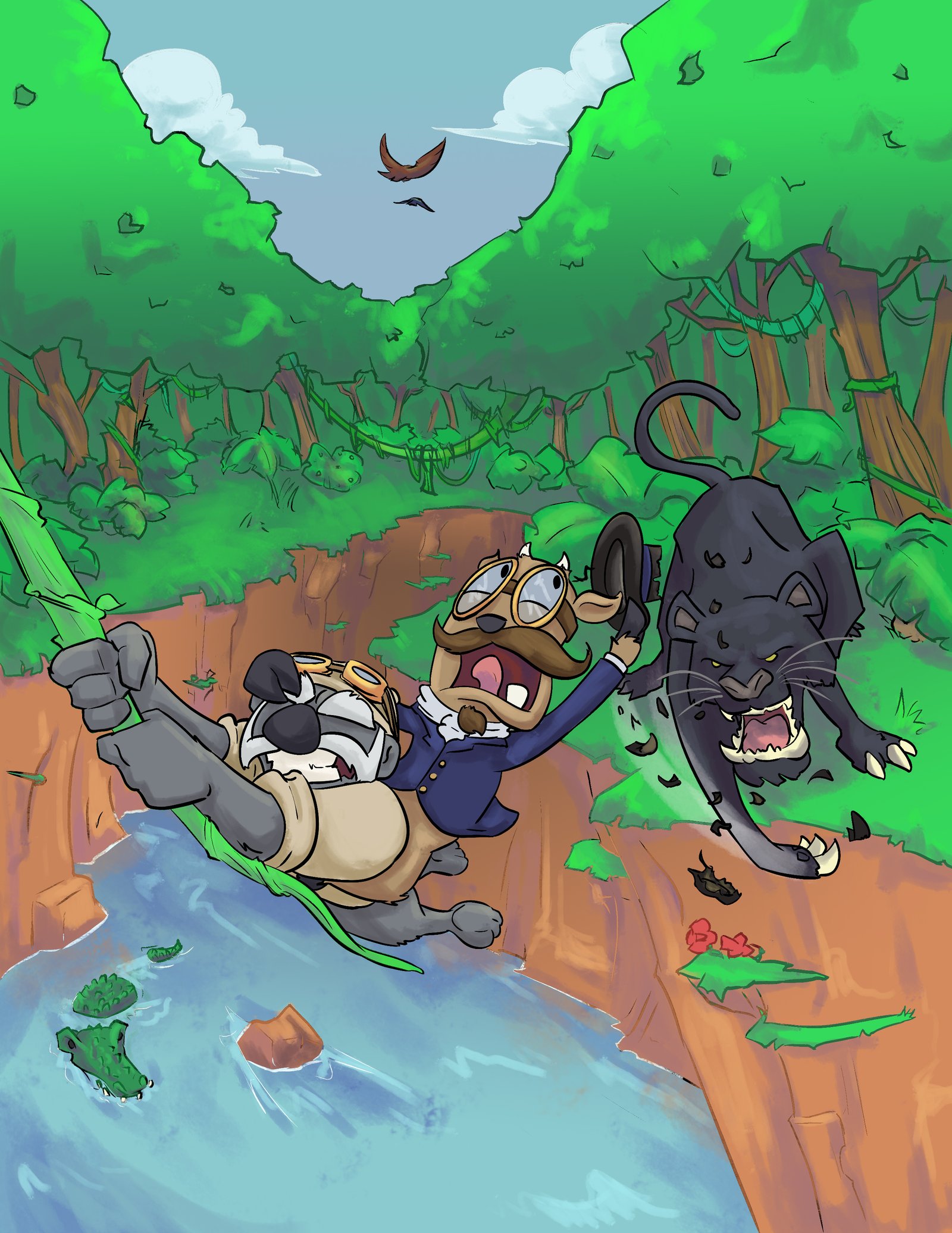 Nigel and Abbot narrowly escape a panther