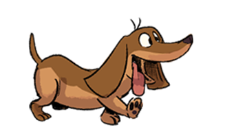 Beans, a brown dog with long ears, an open mouth, and tongue out.